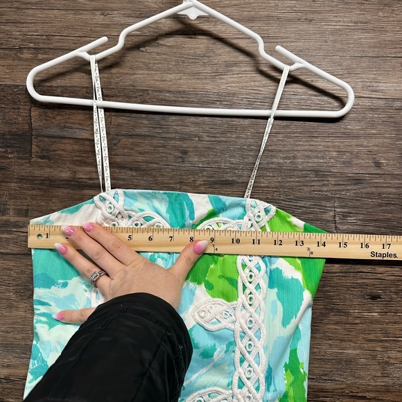 Lilly Pulitzer White Turquoise Green Lace Strapless Sundress - Picture 9 of 13